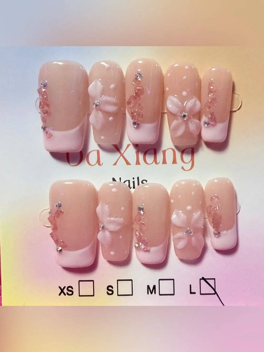 Pink Floral 3D Gel Press-On Nails